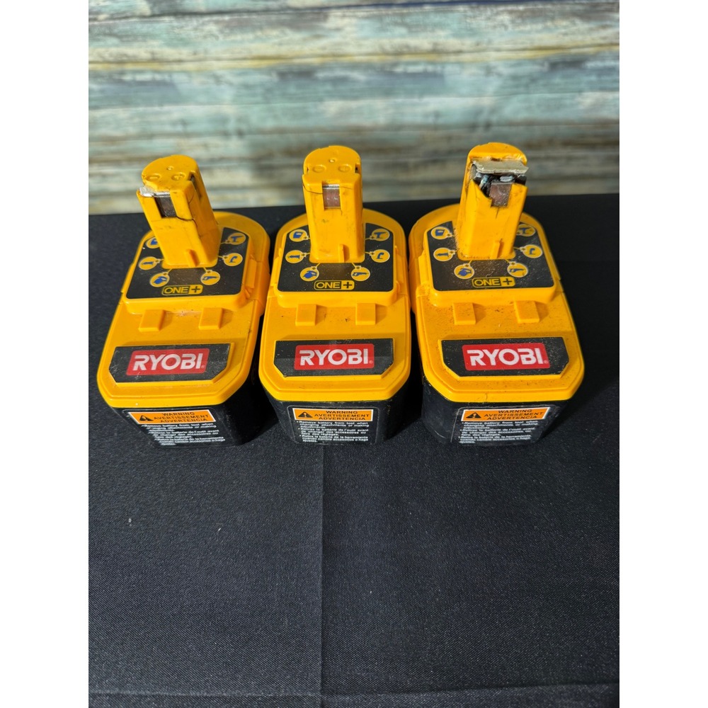 Ryobi P100 18V ONE+ Battery Lot of 3 Yellow Good 130255004 NiCd UNTESTED AS IS